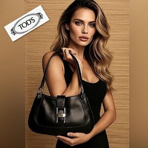 Tod’s Luxury Black Leather Handbag Shoulder Bag